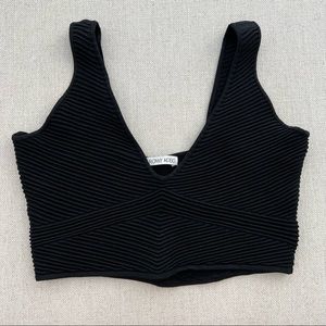 RONNY KOBO Black Ribbed Crop Top